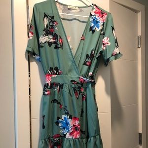 green wrap dress